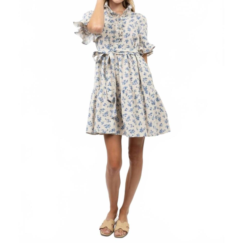 NEW IVY JANE ditsy gauze mini dress in blue